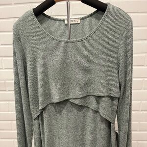 Hello MIZ Soft Green Knit Nursing Sweater